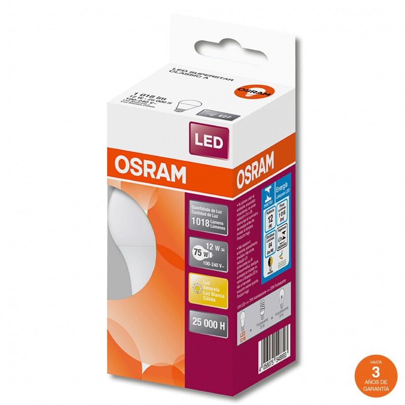 LAMPARA LED OSRAM 12W BIV G8 Lámpara LED E27 12W Luz Cálida OSRAM