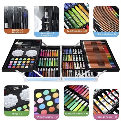 Set Valija Metálica Arte 145 Piezas Set Valija Metálica Arte 145 Piezas