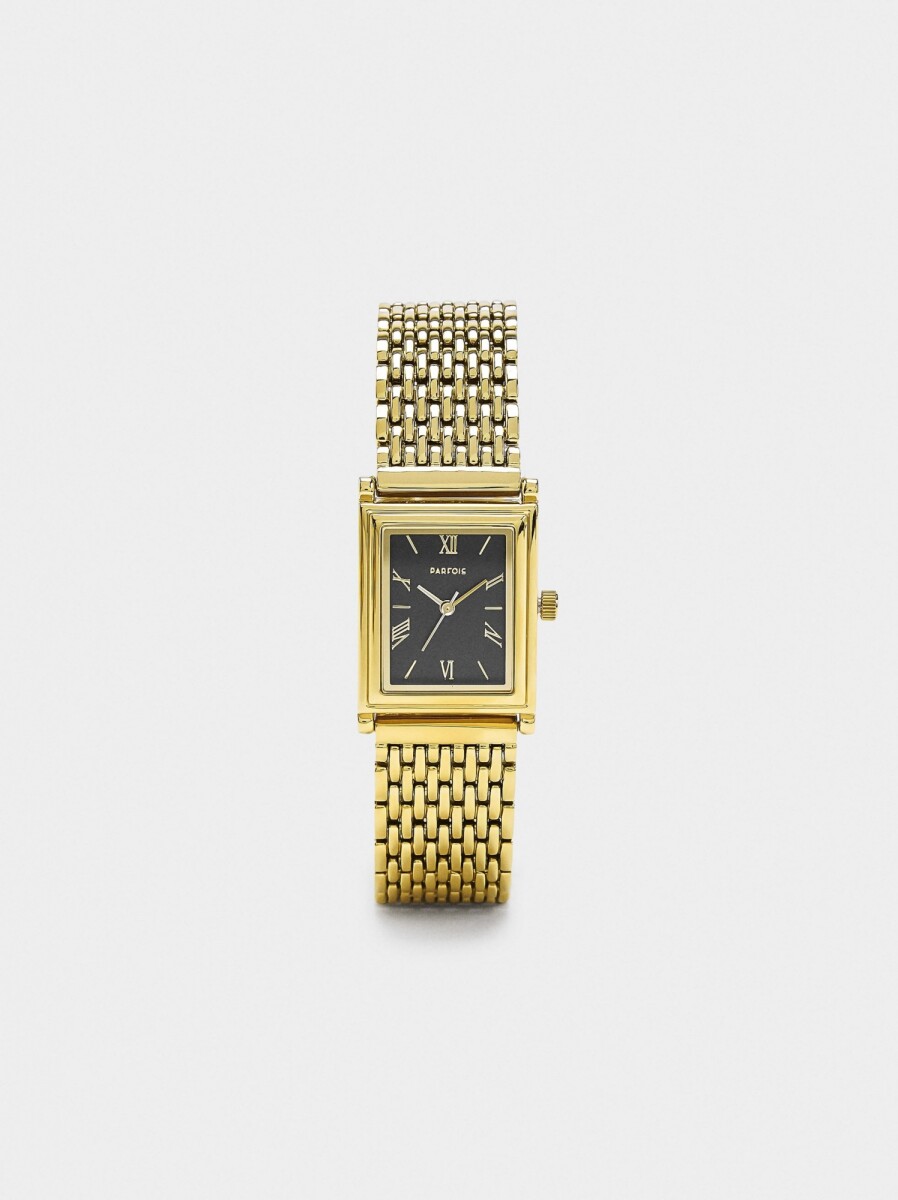 Reloj Cuadrado Con Pulsera De Acero Inoxidable - dorado 