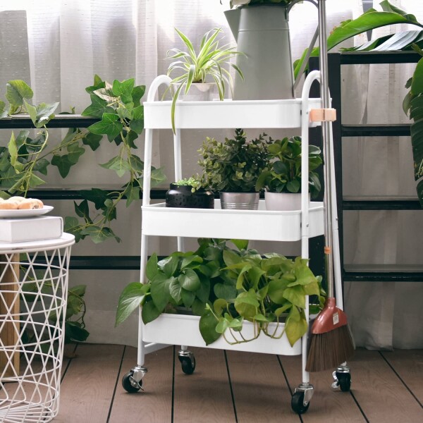 Carro Organizador 3 Estantes Con Ruedas Multiuso Reforzado Color Variante Blanco