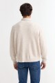 Sweater cuello polo con cierre BEIGE