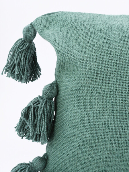 FUNDA DE ALMOHADON BORLAS VERDE