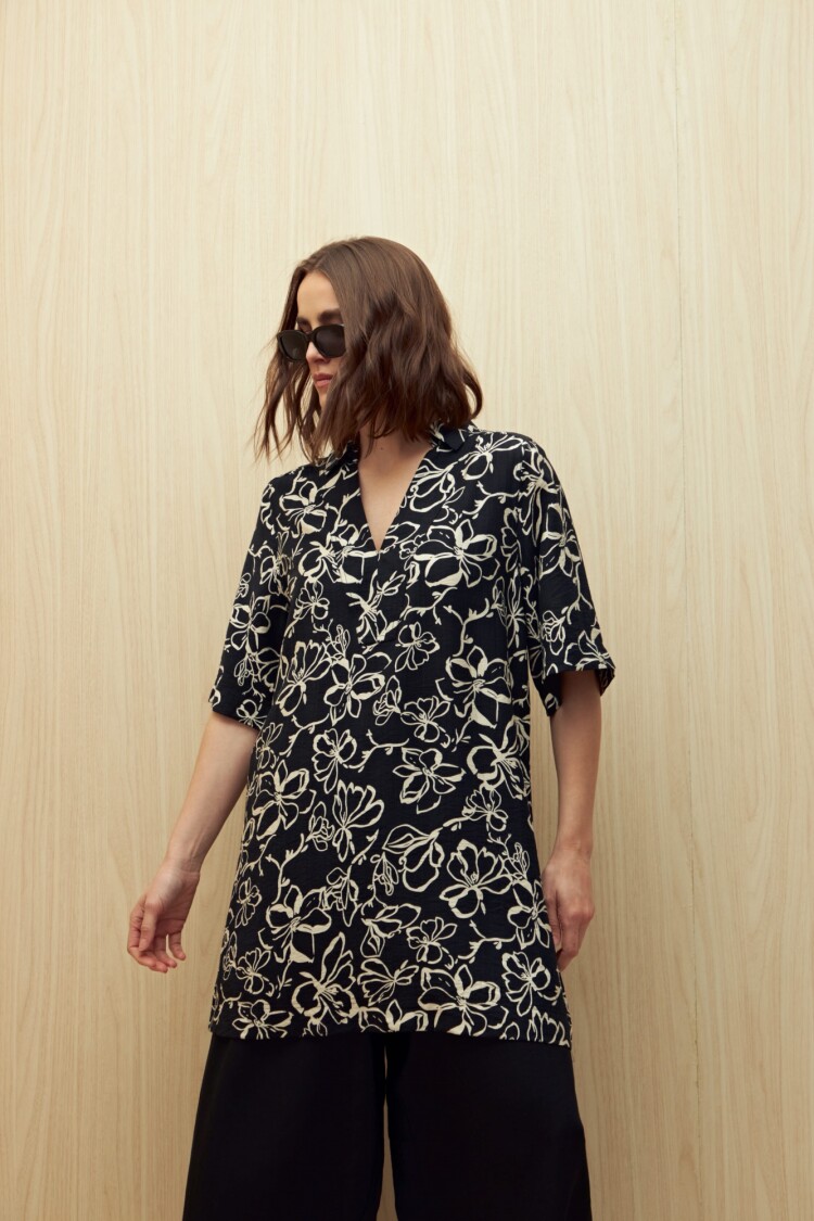 VESTIDO GIANA PRINTED Negro Florcitas