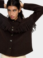 Cárdigan De Punto Con Flecos marron