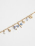 Pulseras Flexibles Azul Pulsera Flexible Multi Dije - Dorado