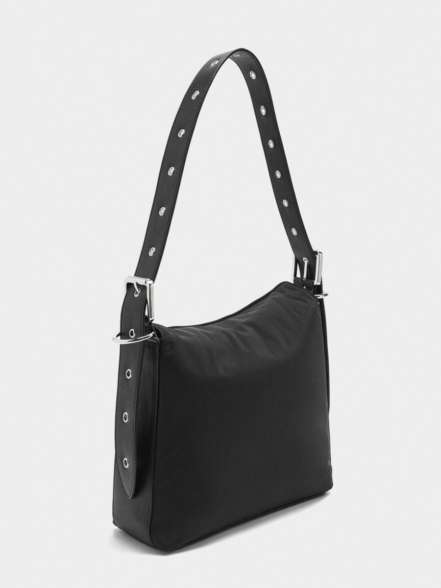 Bolso De Hombro Liso De Nylon negro