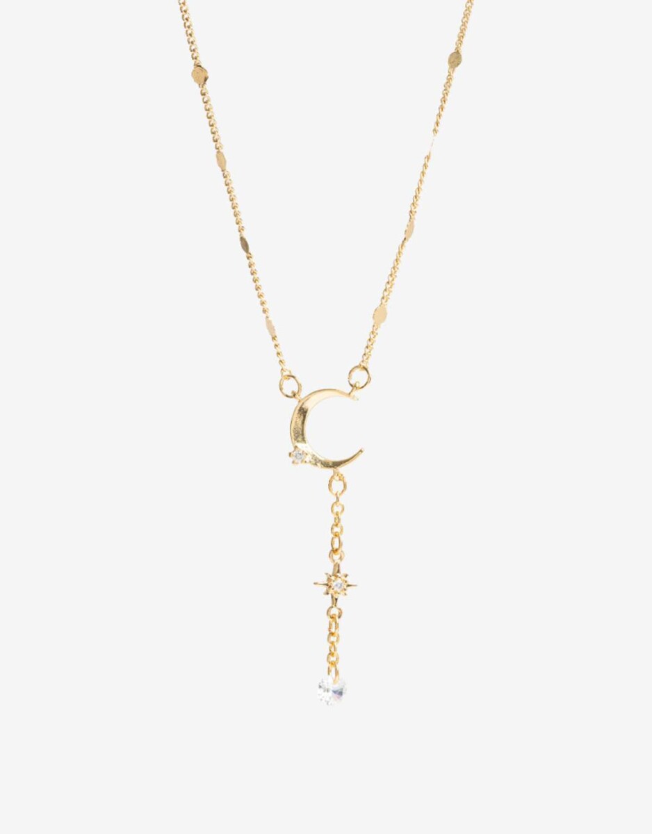 Collar Luna Con Cubic Zirconia - Dorado 