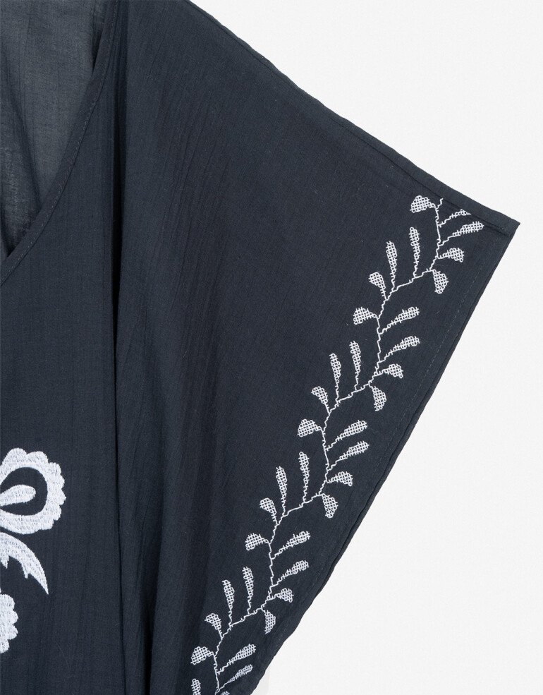 Vestidos Kaftan De Algodón - Combinacion Bicolor