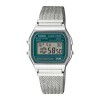 Reloj Casio Retro A158WEM 3DF Unisex con correa de acero milanesa Plateado