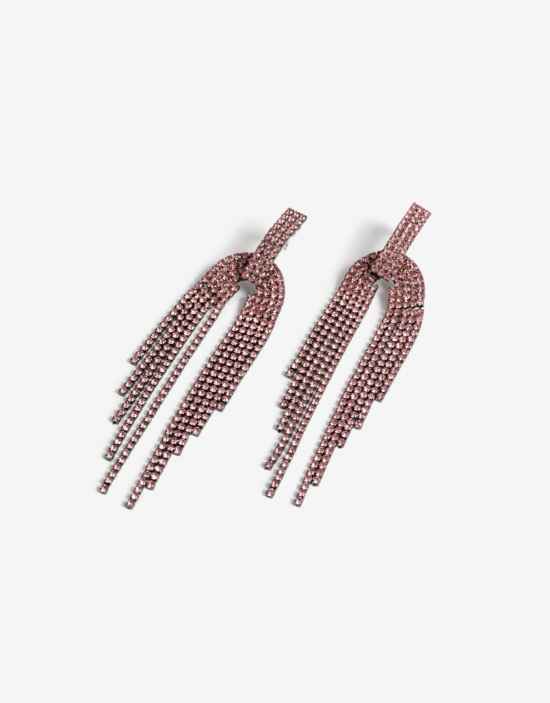 Aros Colgantes Largos Strass Aros Colgantes Strass - Negro