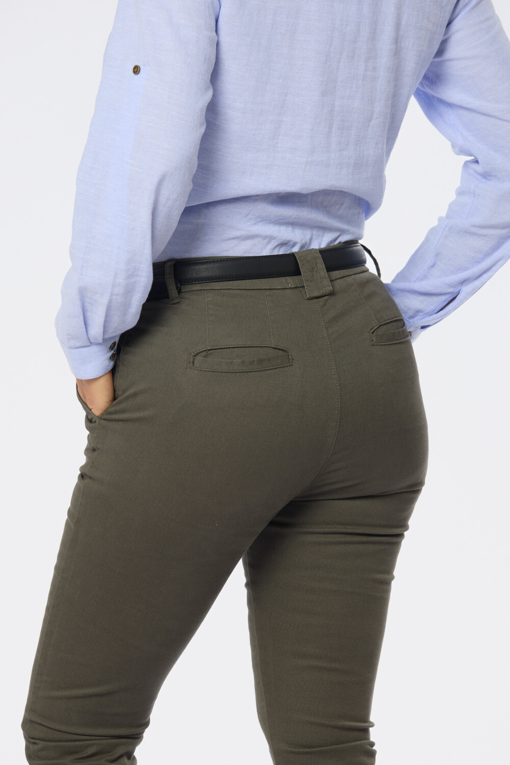 PANTALÓN SKINNY DE GABARDINA Verde Oscuro