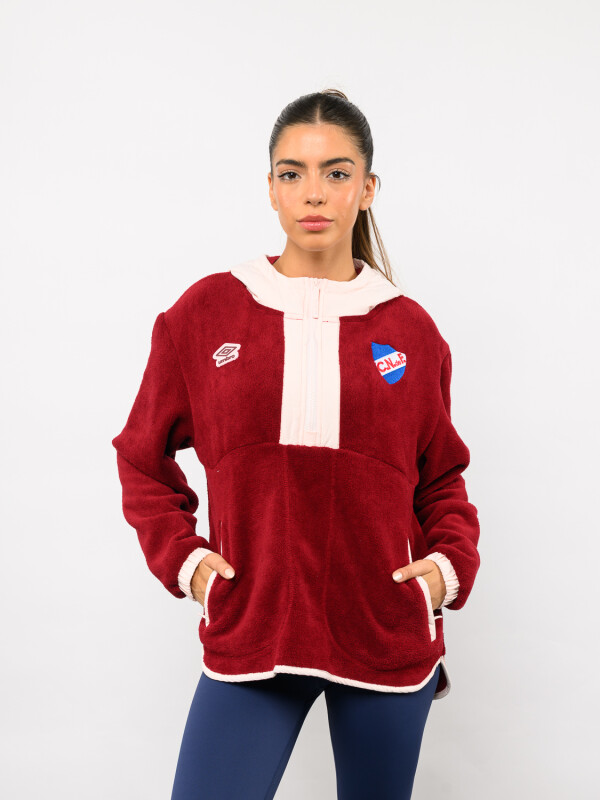 Buzo Polar Medio Cierre Ámbar Nacional Mujer Beige, ordeaux