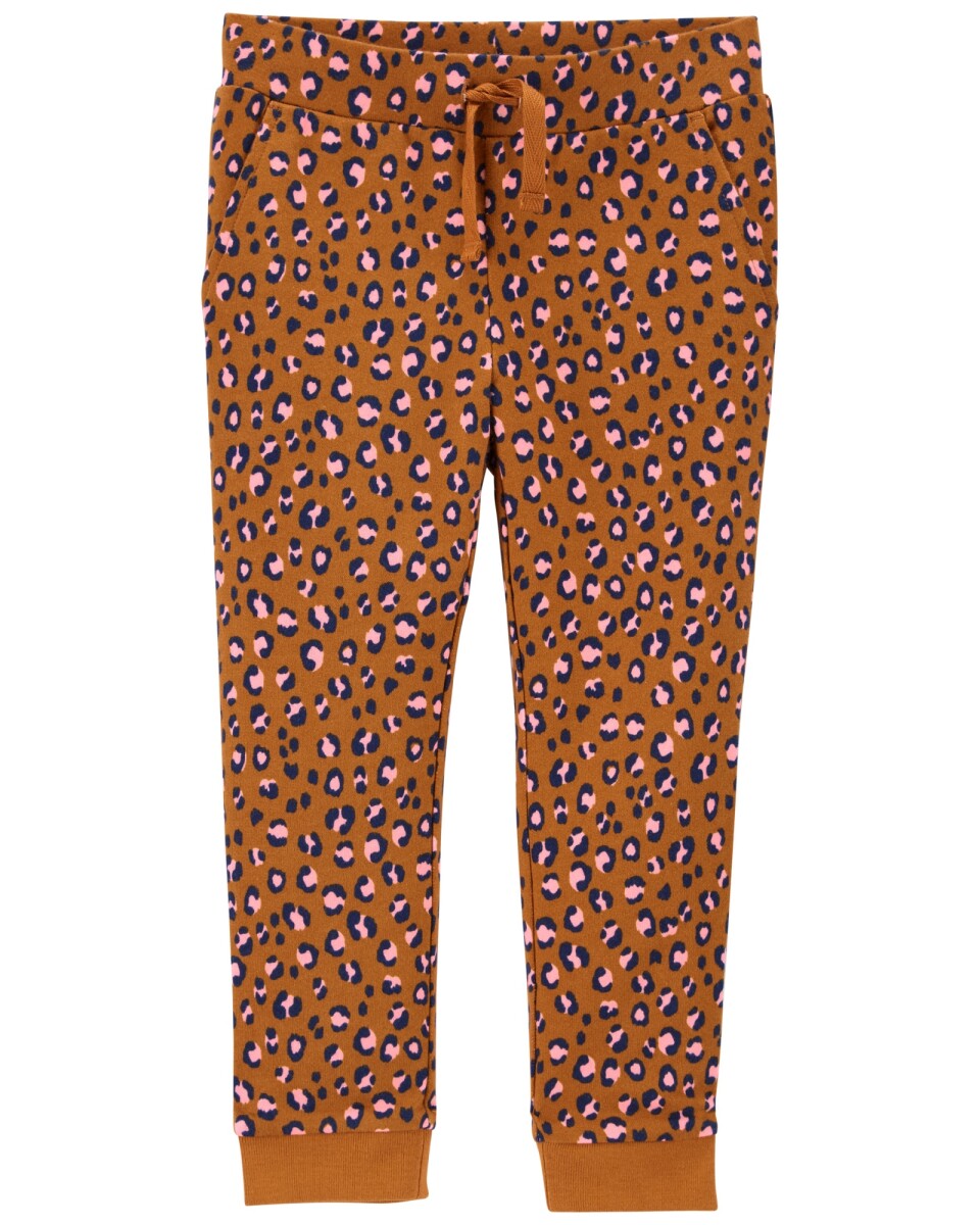Pantalón tipo jogger estampado leopardo 