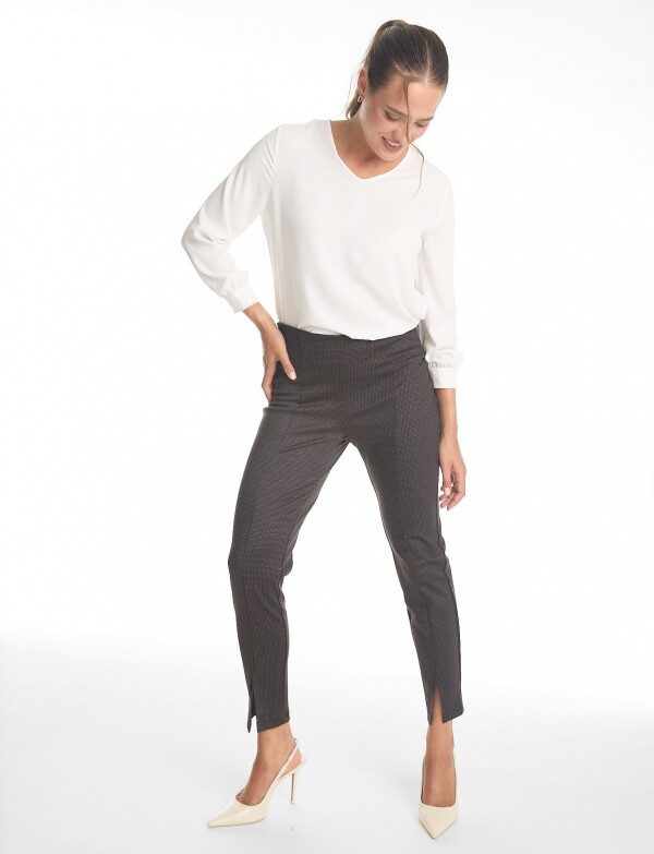 Pantalón Cigarette Cuadrillé MULTI/BORDEAUX