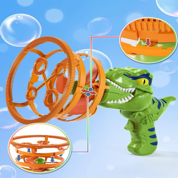 Pistola Burbujero Lanza Burbujas Dinosaurio Infantil Niños Variante Color Verde