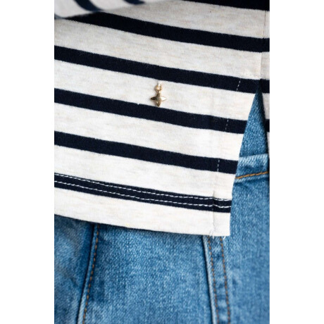 Remera Algodon Elastano Rayada Marino