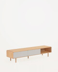 Mueble TV Anielle 2 puertas de madera maciza y chapa de fresno 180 x 41 cm Mueble TV Anielle 2 puertas de madera maciza y chapa de fresno 180 x 41 cm