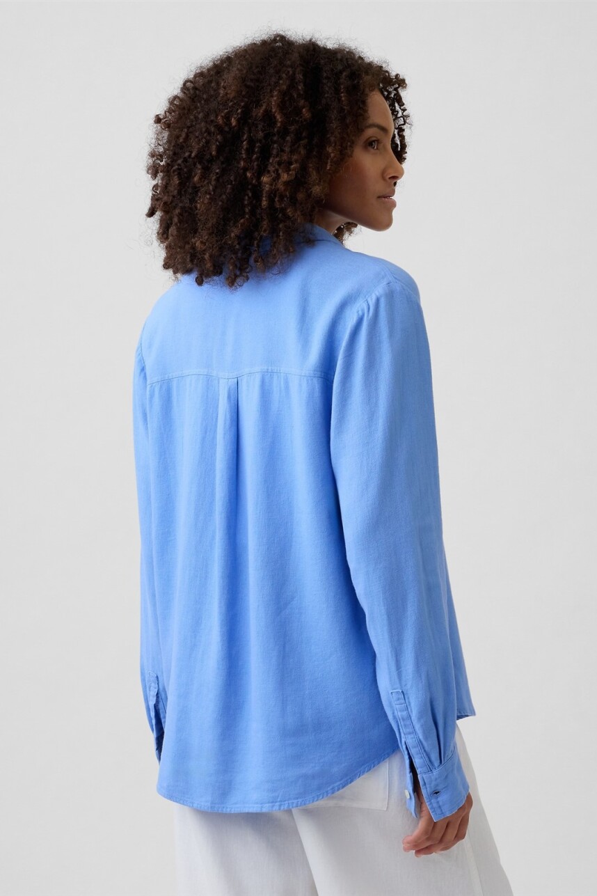 Camisa De Lino Mujer Shirting Blue