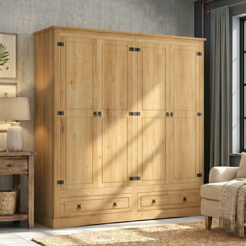 Ropero 4 puertas 2 Cajones Madera - Linea mexicana Natural