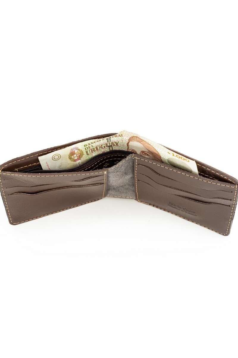 Billetera con cierre interior para billetes Marrón c/Oxido