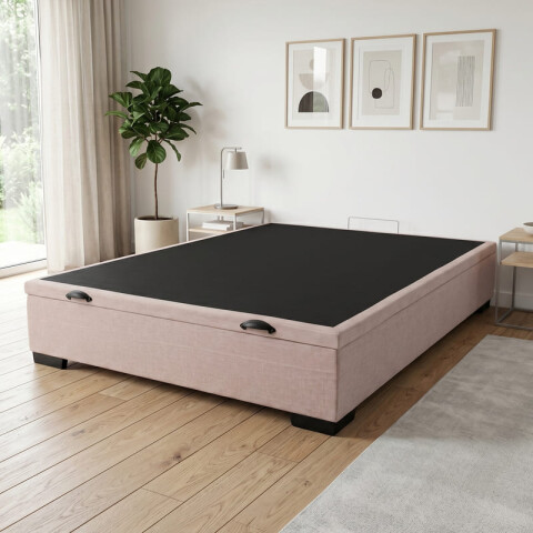 Base para Sommier Colchón Baul 2 Plazas - 138 x 188 x 35 cm - Estructura Madera Maciza - Beige Base para Sommier Colchón Baul 2 Plazas - 138 x 188 x 35 cm - Estructura Madera Maciza - Beige