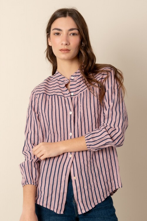 Camisa de lino dama Rosa