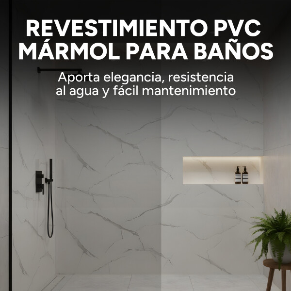 Pack x5 Placa PVC Símil Mármol 2,44x1,22m 3mm Resistente Gris Claro 2