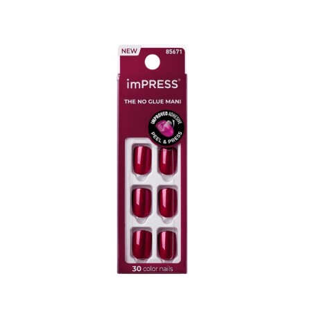 Uñas autoadhesivas Impress x30 Red Velvet talle S