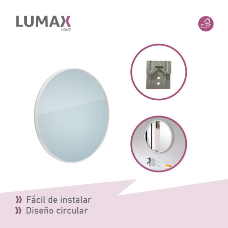 Espejo redondo de pared Lumax Diámetro 50cm Blanco