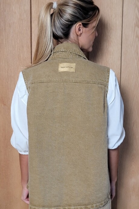 Chaleco Biker Denim Cepia