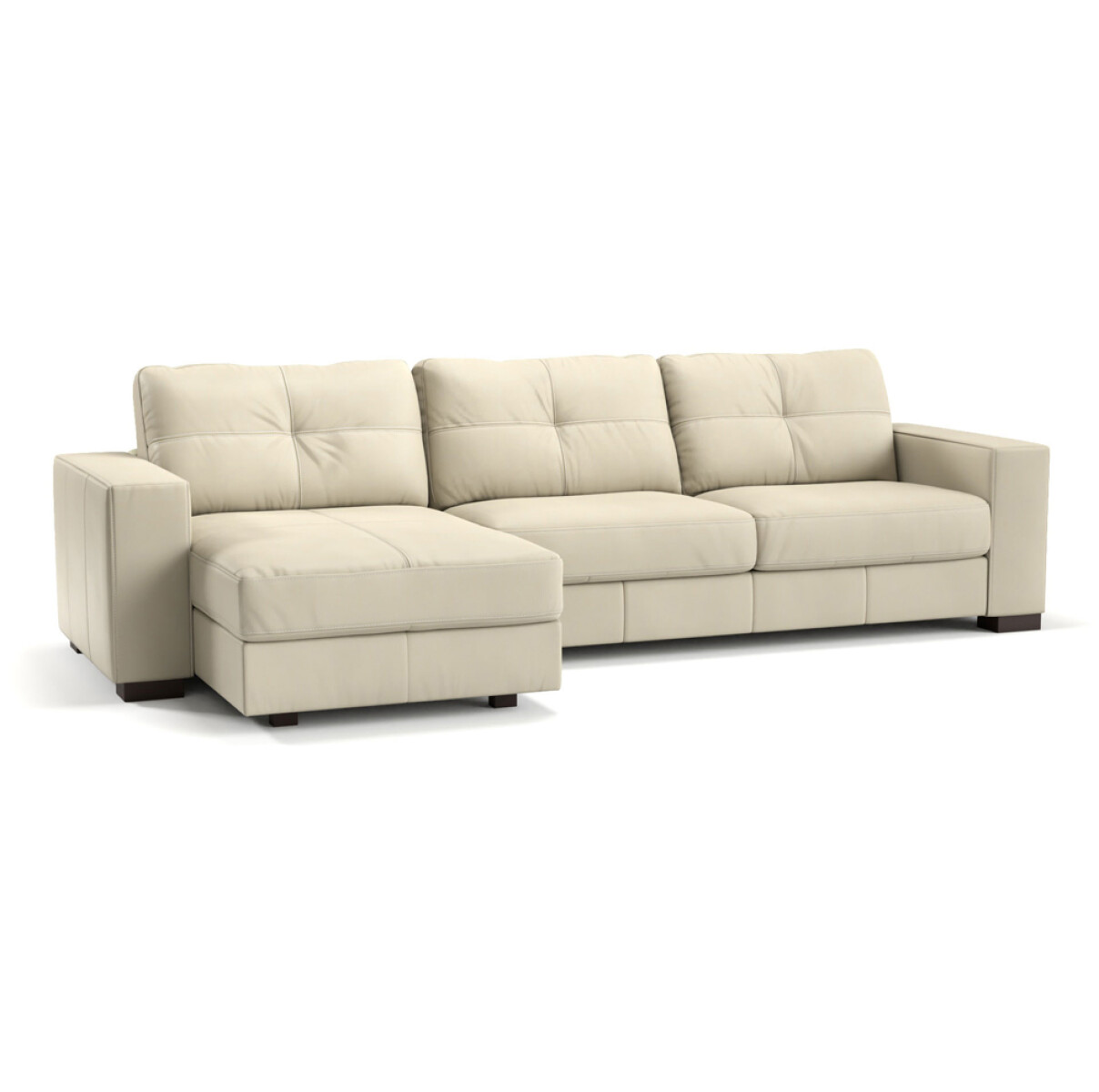 SOFA 100% CUERO - 3 CUERPOS + CHAISE MODELO DOMINI - MARRON 