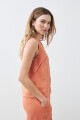 Blusa de lino con efecto desflecado durazno