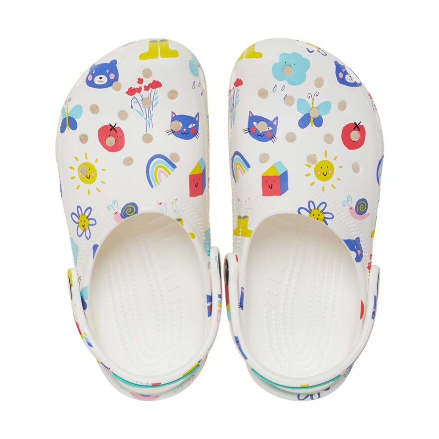 Classic Doodle Print Clog K - Niños White/multi