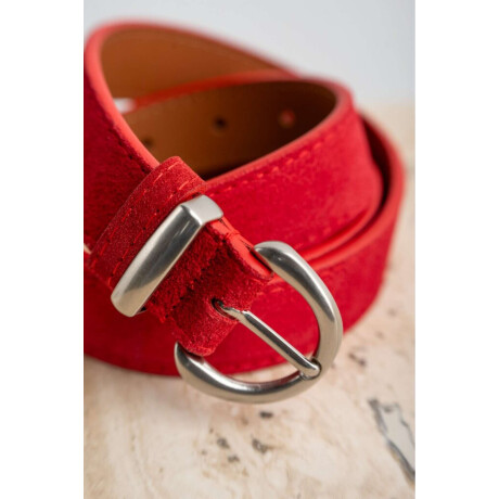 Cinto Cuero Hebilla Redonda Rojo