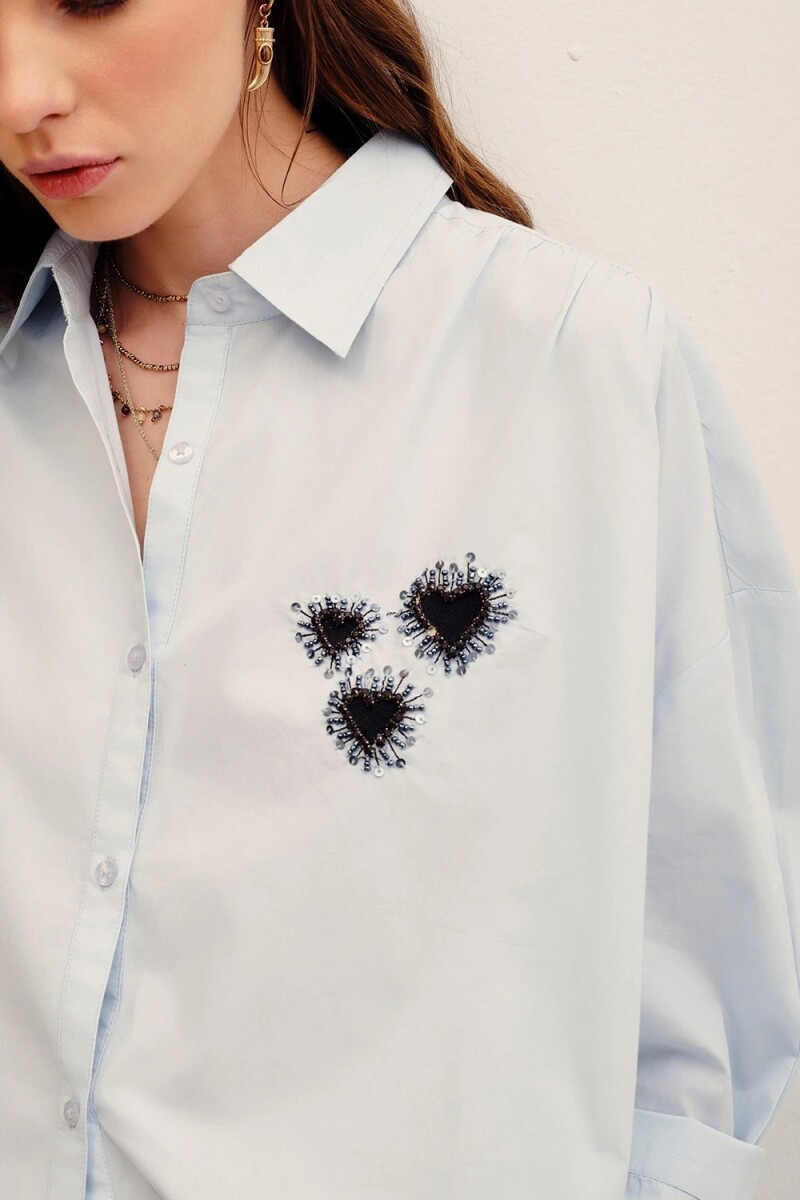 CAMISA PAINT HEART Celeste