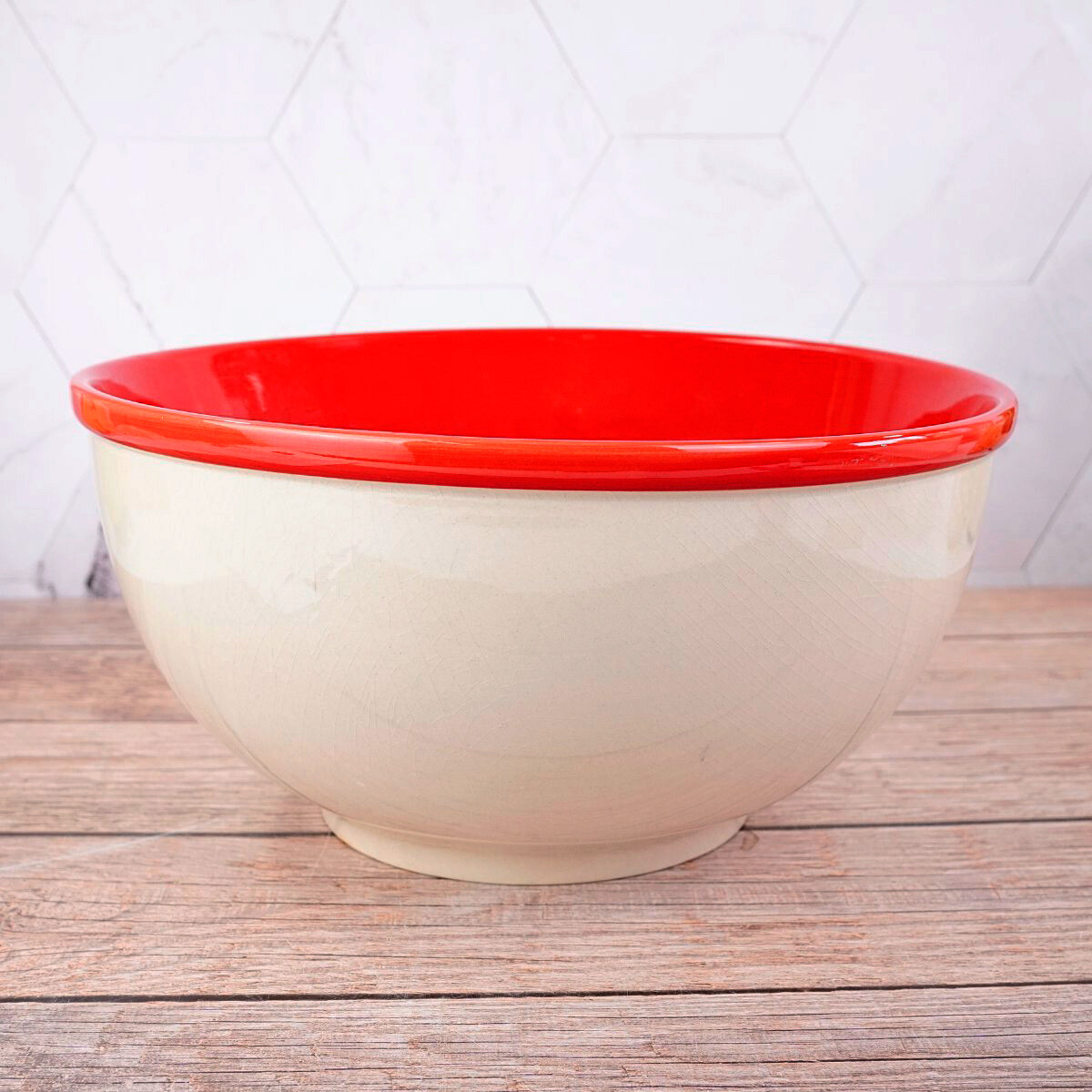 Bowl de ceramica rojo/beige 