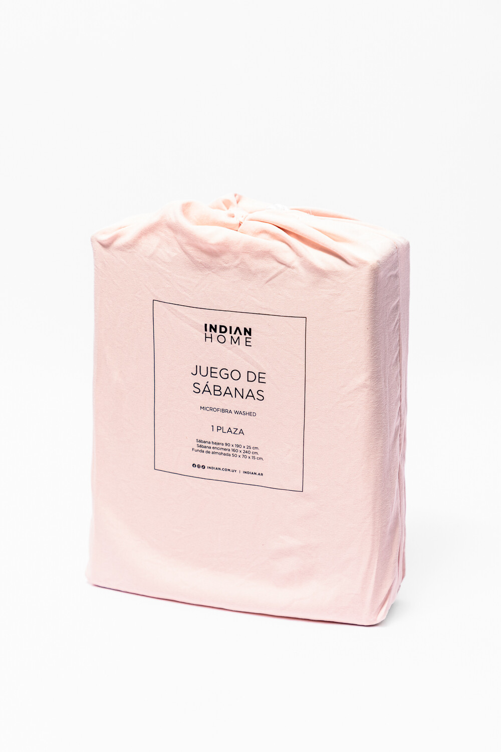 Juego De Sábanas 1 Plaza Microfibra Washed Durazno