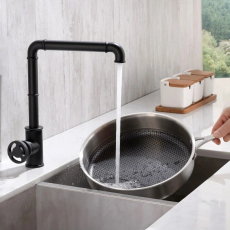Monocomando Alto Industrial Negro Mate - Incl Valvula Popup 000