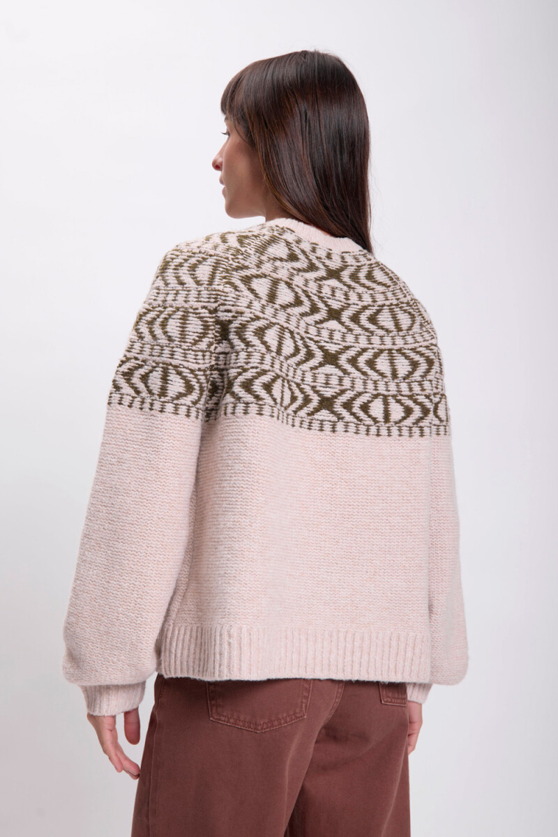 Buzo punto detalle cuello Beige