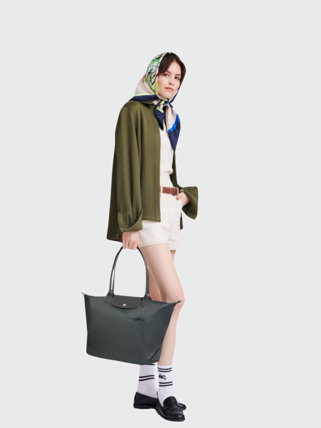 Longchamp- LE PLIAGE GREEN L SHOULDER BAG Gris