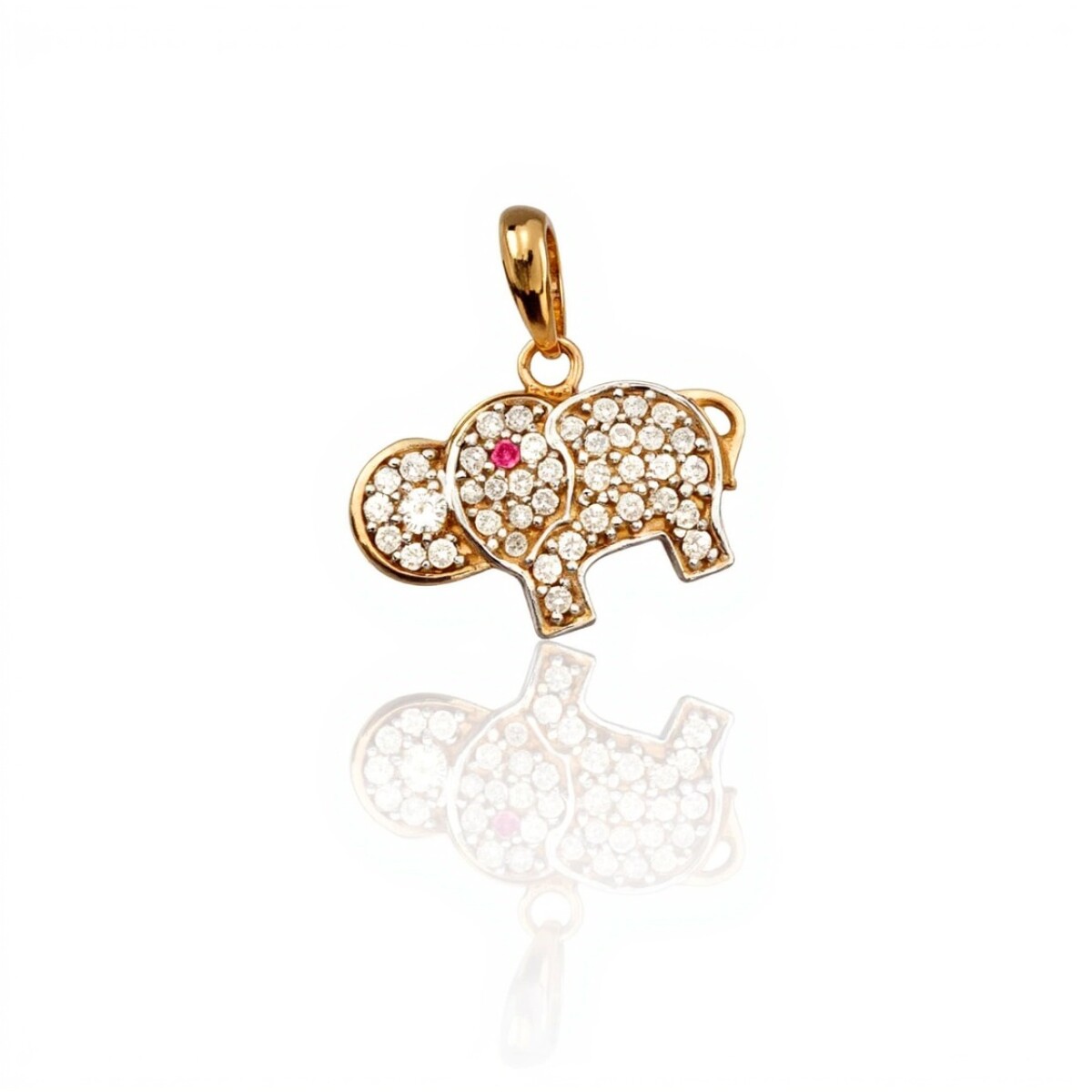 Dije Elefante-Oro bajo-Piedra Zirconia-CP8534 - conpiedra 