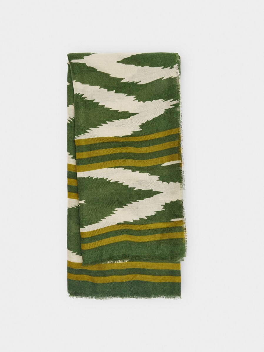 Pañuelo Estampado Mezcla De Lana - verde 