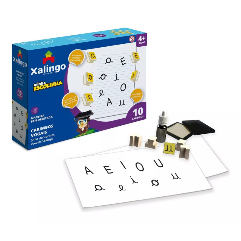 Sellos de letras vocales x10, XALINGO en caja Sellos de letras vocales x10, XALINGO en caja