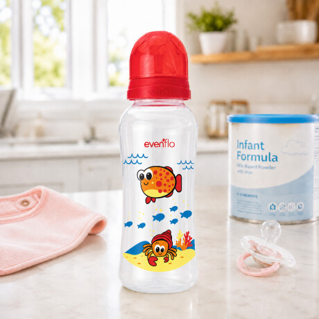 Mamadera Evenflo Acuario Bebé 3-12M 240Ml Tetina Flujo Medio Rojo
