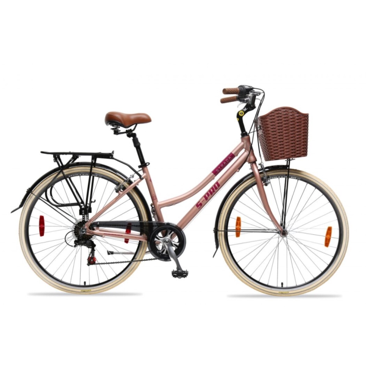 Bicicleta S-pro Urbana Strada Lady Dlx R.28(canasto, Guard. Y Parrilla - Rosa. 