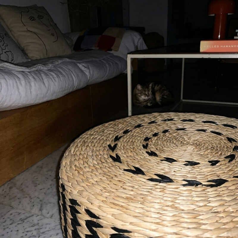 Puff almohadón de piso de ratán 10 cm Puff almohadón de piso de ratán 10 cm