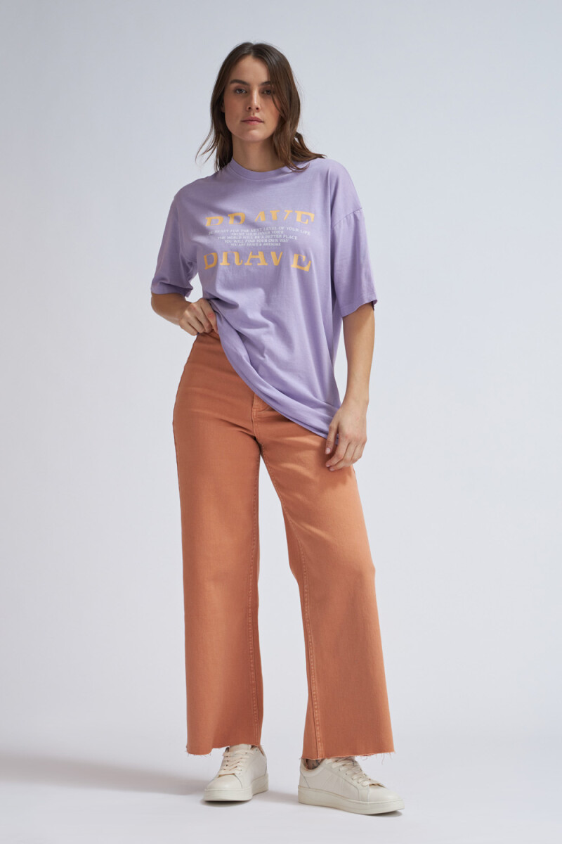 Camiseta larga manga corta estampada Lavanda