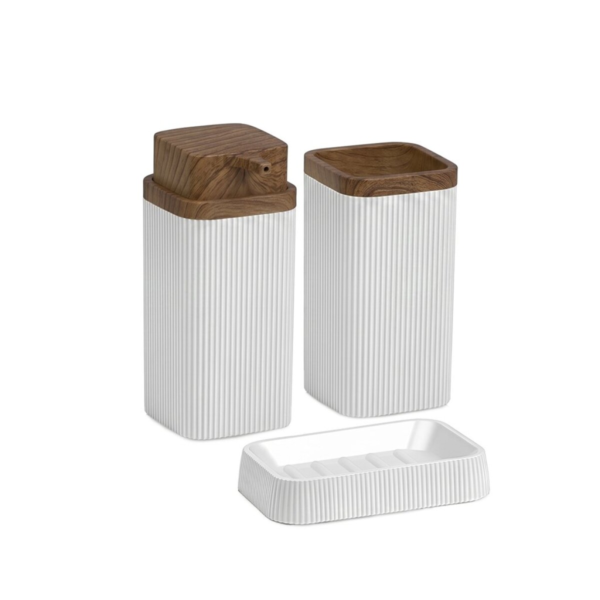 SET 3PCS BAÑO STELLA PP C/MADERA BLANCO 