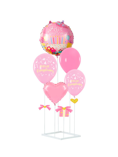 GLOBOS CON ESTRUCTURA SET X 11 PCS ROSADO