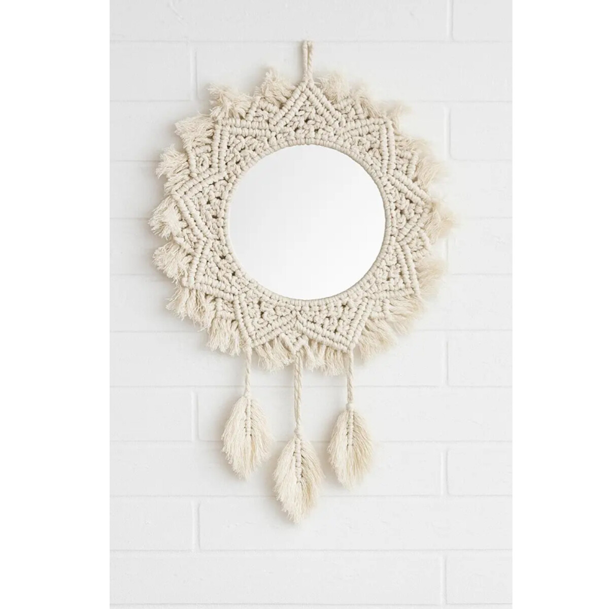 Espejo Redondo Tejido En Macrame 30CM 